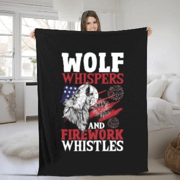Discover Howling Wolf White Stars Red Stripes American Fleece Blankets