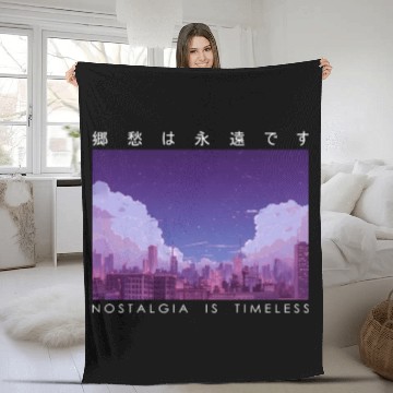 Discover Nostalgia Is Timeless Retro Japanese Vintage Stree Fleece Blankets