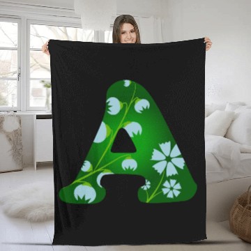 Discover Monogram with capital letter A and bellflowers Fleece Blankets