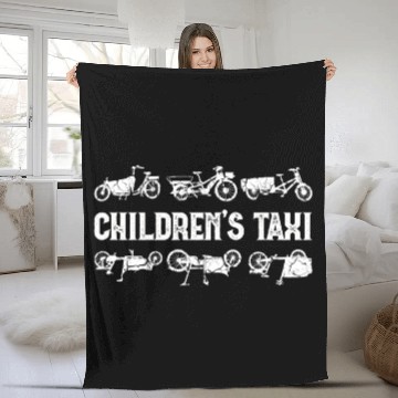 Discover Childrens Taxi Cargo Bicycle Cargobike Fleece Blankets