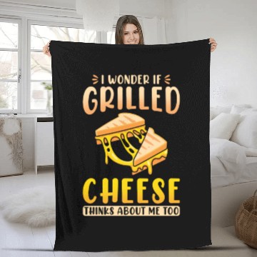 Discover I Wonder If Grilled Cheese Thinks About Me Too Fleece Blankets