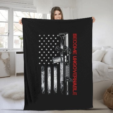 Discover Become Ungovernable American USA Flag Fleece Blankets