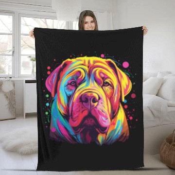 Discover Watercolor Colorful Chinese Shar Pei Fleece Blankets