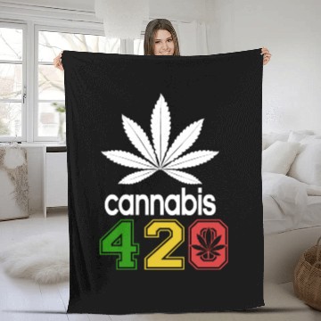 Discover Humorous 420 Authentic Herb Weed Marijuana Design Fleece Blankets