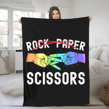 Discover Lesbian Pride Rock Paper Scissors Funny LGBTQ Fleece Blankets