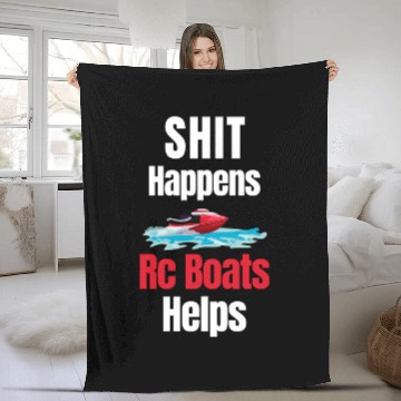 Discover Shit Happens RC Boats Helps Captain Airboat Fleece Blankets
