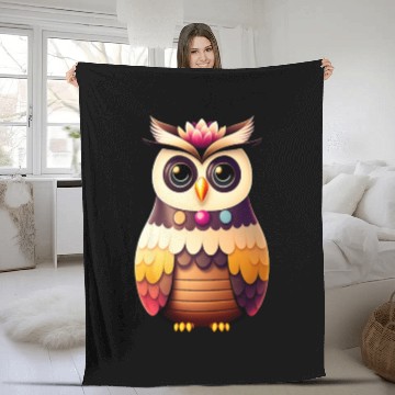 Discover Cute deco owl illustration Fleece Blankets