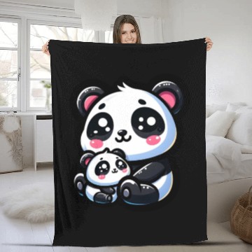 Discover Proud Mother Panda With Her Cub for Mother's Day Fleece Blankets