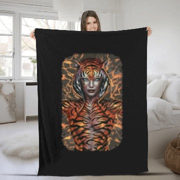 Discover Fierce Jungle Tiger Spirit Fantasy Artwork Fleece Blankets