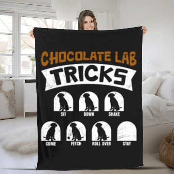 Discover Labrador Funny CHOCOLATE LAB TRICKS Stubborn Fleece Blankets
