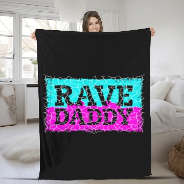 Discover Rave Daddy EDM Techno Music Raver Party Festival Fleece Blankets