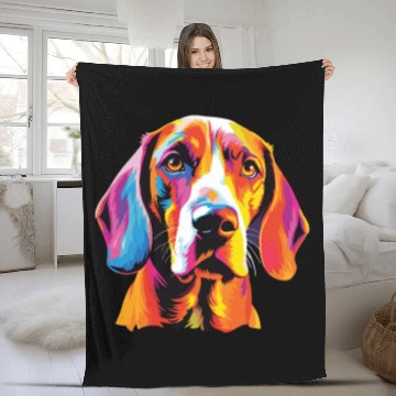 Discover Watercolor Colorful English Foxhound Fleece Blankets