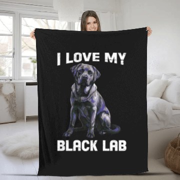 Discover Labrador Lover I LOVE MY BLACK LAB Black Fleece Blankets