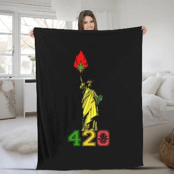 Discover Humoristic 420 Liberty Herb Weed Marijuana Design Fleece Blankets