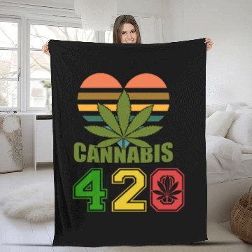 Discover Hysteric 420 Love Good Herb Weed Marijuana Design Fleece Blankets