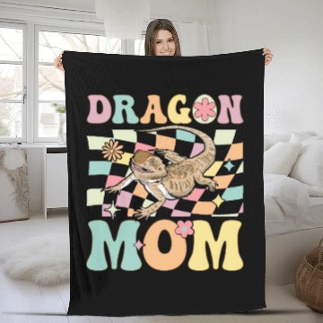 Discover Dragon Mom Groovy Bearded Dragon Lizard Lover Fleece Blankets