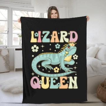 Discover Lizard Queen Groovy Bearded Dragon Lizard Lover Fleece Blankets