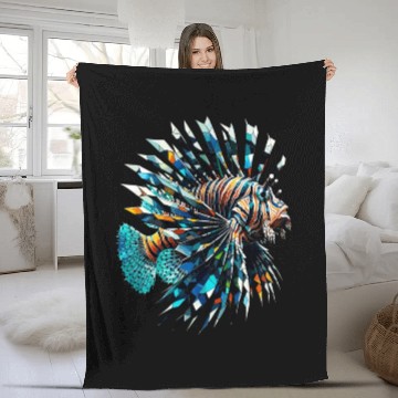 Discover Polygon Art Red Lionfish Lion Fish Butterfly Cod Fleece Blankets