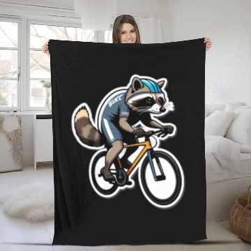 Discover Determined Raccoon: Racing Bike Speedster Fleece Blankets