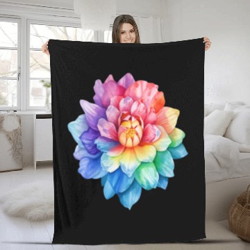 Discover Pride, Watercolor Floral Print Fleece Blankets, Colorfu