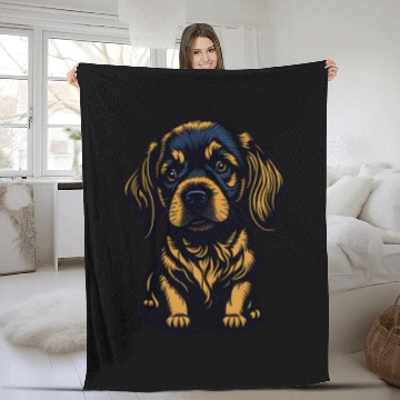 Discover sad dog Fleece Blankets
