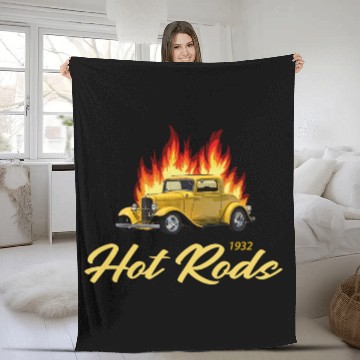 Discover 1932 VINTAGE HOT ROD CAR Fleece Blankets