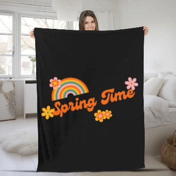 Discover Funny Retro Colorful Funny spring time groovy cute Fleece Blankets