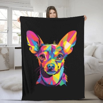 Discover Watercolor Colorful Russian Toy Terrier Fleece Blankets
