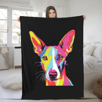 Discover Watercolor Colorful Ibizan Hound Fleece Blankets