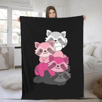 Discover Transfem Flag Pride Lgbtq Cute Raccoon Fleece Blankets