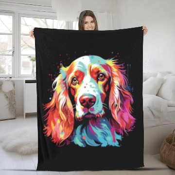 Discover Watercolor Colorful Irish Red And White Setter Fleece Blankets