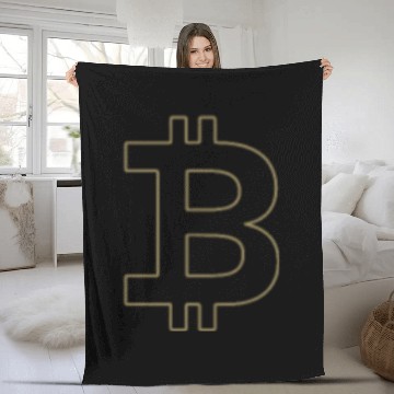 Discover Bitcoin Silhouette Pocket Currency Store Fleece Blankets