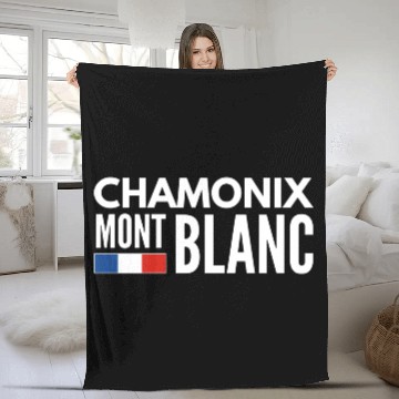 Discover Mont blanc chamonix french alps Alien on snowboard Fleece Blankets