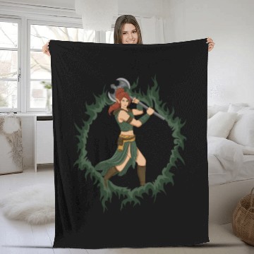 Discover Female Elf Warrior With An Iron Axe Fleece Blankets