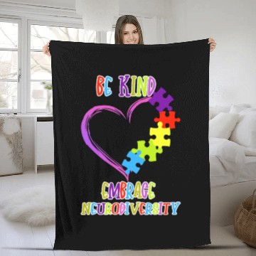 Discover Be Kind Embrace Neurodiversity Heart ADHD Autism Fleece Blankets