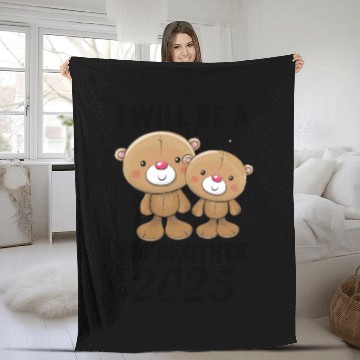 Discover I'm Going To Be A Big Brother 2025 Teddy Bear Fleece Blankets