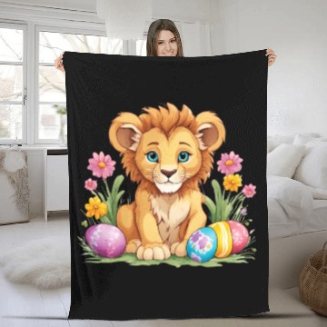 Discover Easter Lion: Vibrant & Adorable Spring Design Fleece Blankets