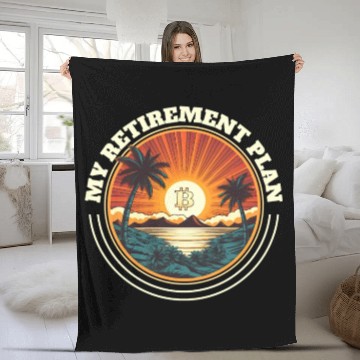 Discover My Retirement Plan Retro Sunset Cryptocurrency Tra Fleece Blankets