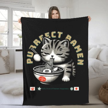 Discover Purrfect Ramen Bliss Fleece Blankets