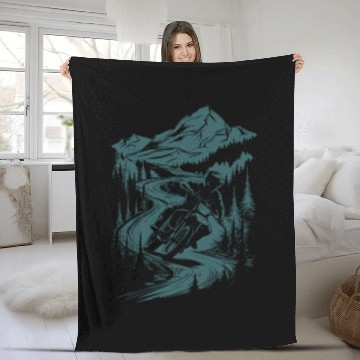 Discover Motorcycle Motocross Motorsport Nature Mountains Fleece Blankets