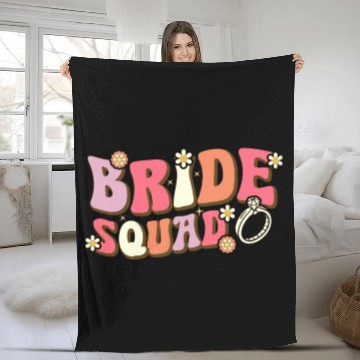 Discover Bride Squad Groovy Bridal Party Bachelorette Party Fleece Blankets