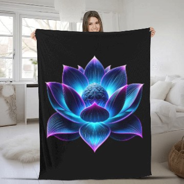 Discover Neon Lotus Fleece Blankets