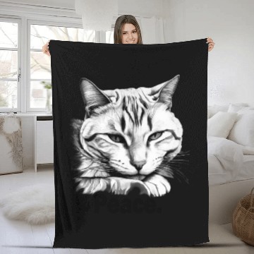 Discover Peaceful Tabby Art Fleece Blankets