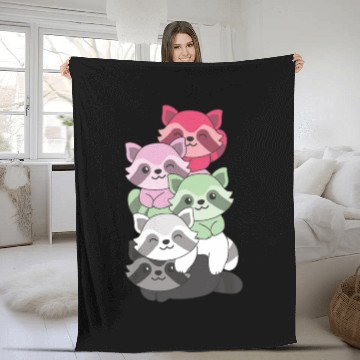 Discover Recipromantic Flag Pride Lgbtq Cute Raccoon Fleece Blankets