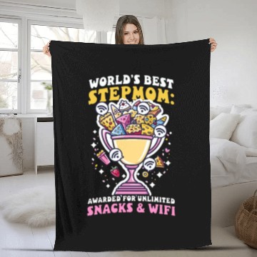 Discover Mothers Day Step Mom Awarded Unlimited Snacks Wifi Fleece Blankets
