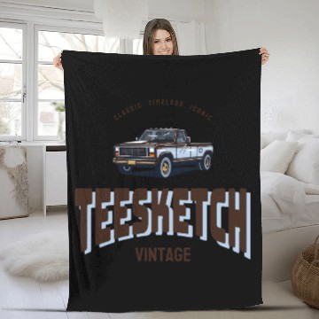 Discover retro car with teesketch logo | old school Fleece Blankets