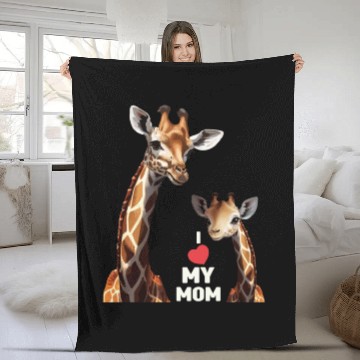 Discover I Love My Mom Giraffe Happy Mother's Day Fleece Blankets
