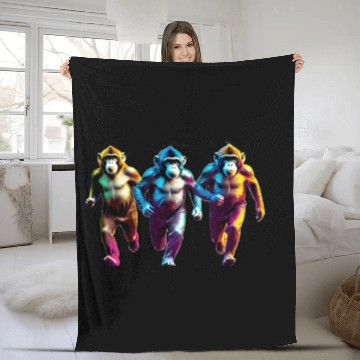 Discover monkey running Fleece Blankets