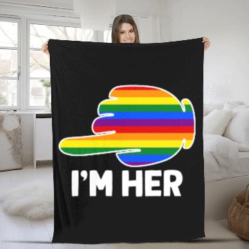 Discover I'm Hers Rainbow Lesbian Couple Funny LGBT Pride Fleece Blankets