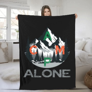 Discover camp alone in the nature and wilderness Outdoor Fleece Blankets